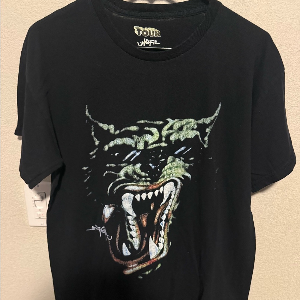 Travis Scott Utopia Black Graphic Tee with Fierce Wolf Print